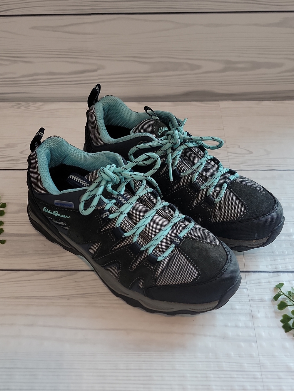 Eddie Bauer Lake Union Trail Sneakers- Grey & Teal Womens Size 8.5
